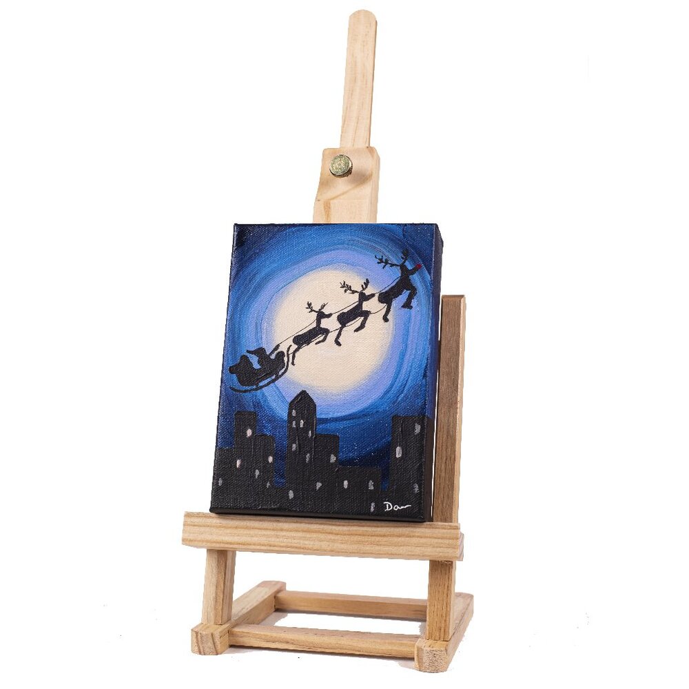 Orig Painting w/Easel "Sleigh Bells Ring Over the City I" by Dawn M. Wayand